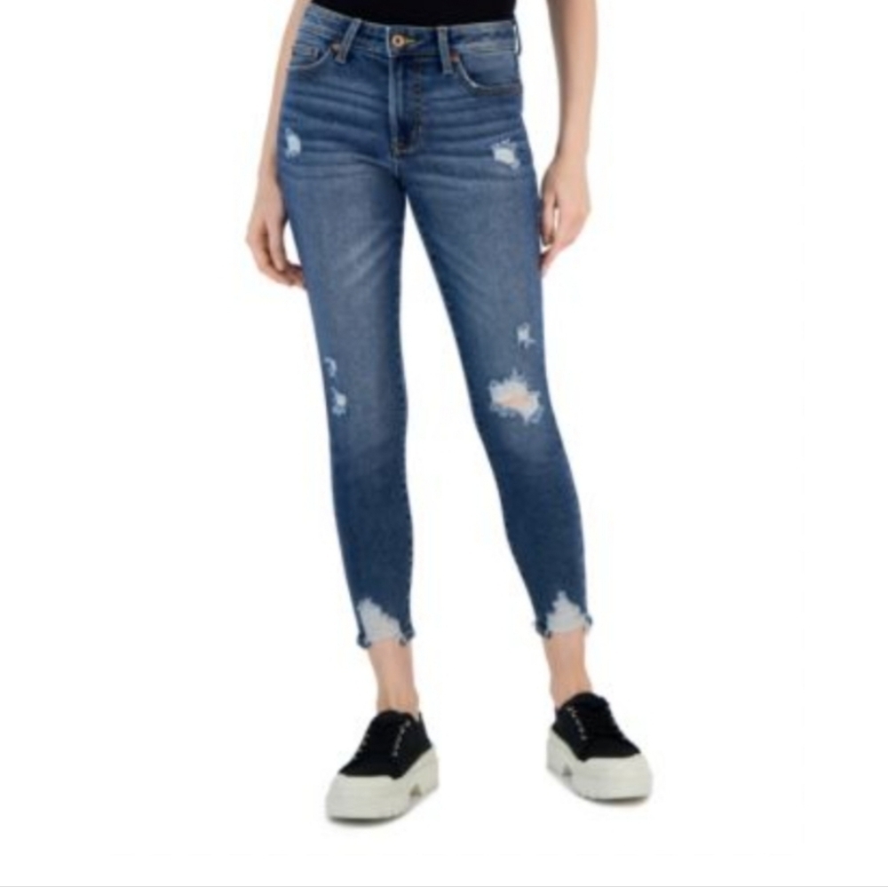 Celebrity Pink The Deb Blue Distressed Ankle Crop Jeans Pants